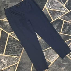 Lafayette148 capri length trouser pant navy 4 split hem